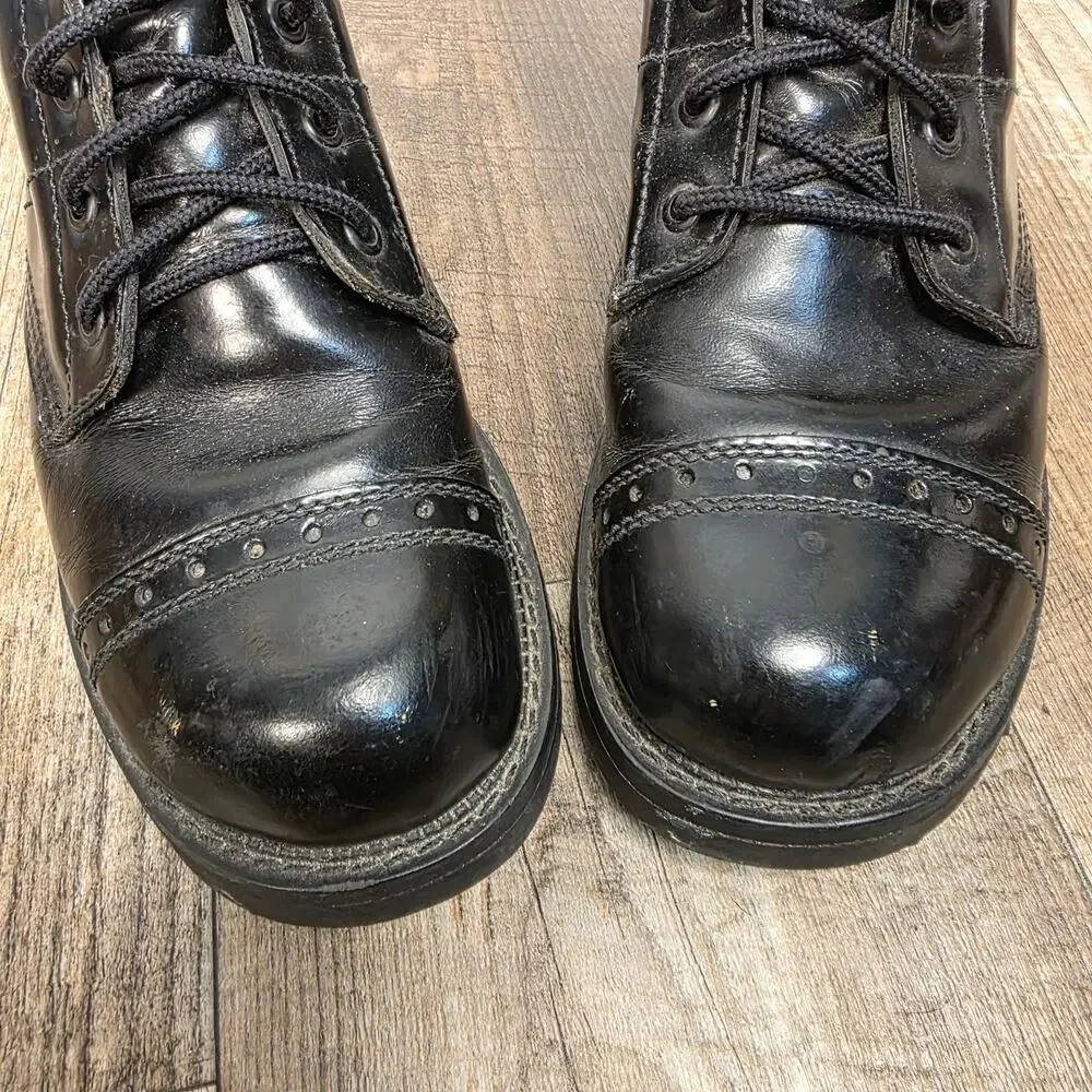 Vintage NaNa Industrial Boots Black Leather Lace Up Punk Goth Mens Size 8